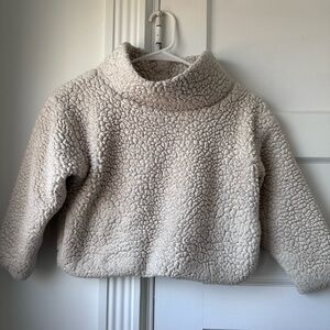 Girls Cropped Boxy Tea Collection Sherpa High Neck Fleece, size 8